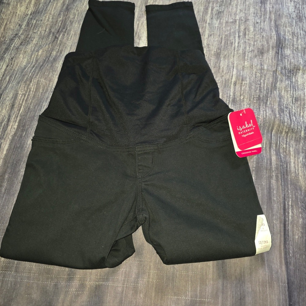 Isabel Maternity Ingrid & Isabel Black Skinny Pants‎ Crossover Panel Size 2/26